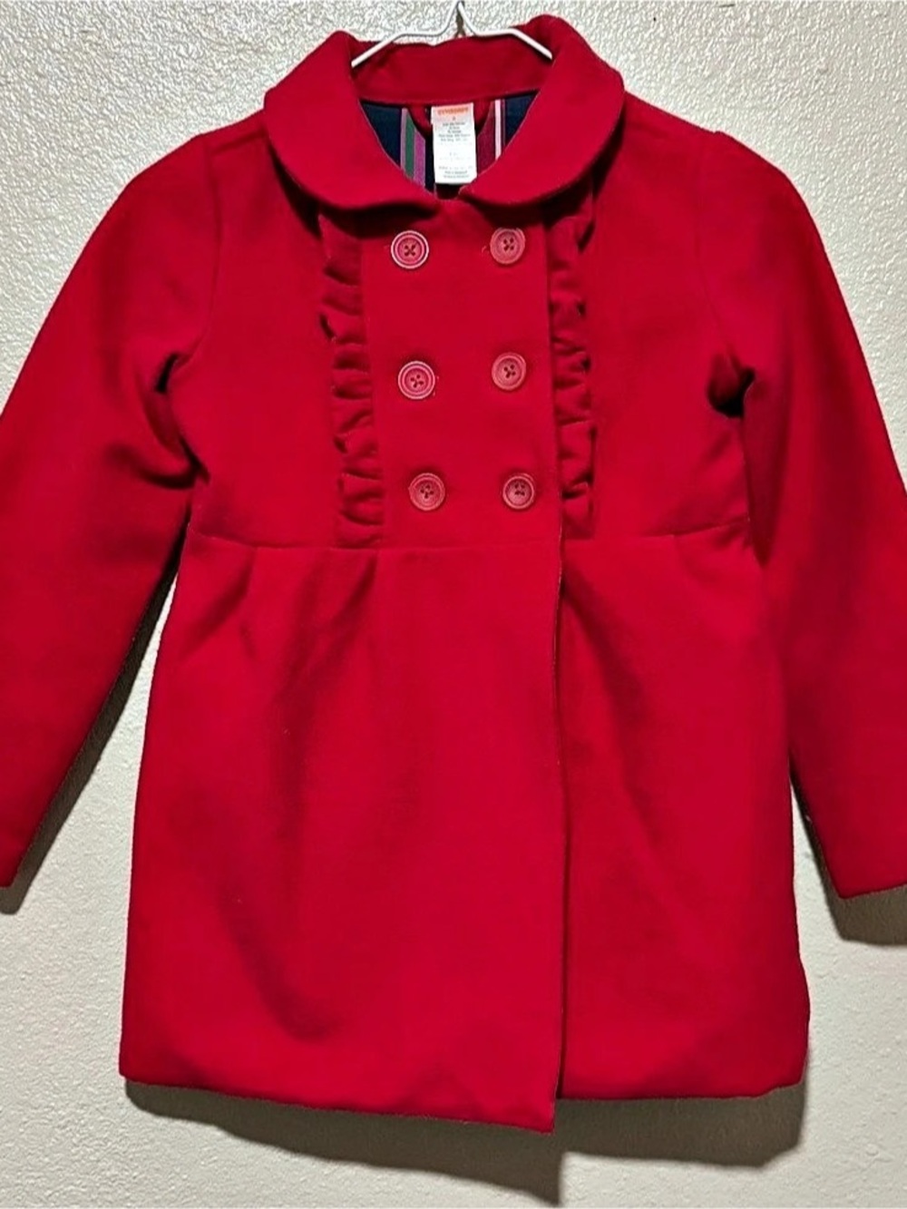 Gymboree Candy Apple Red Sz. 8 Ruffle Trim Plaid 100% Cotton Liner Dress Peacoat